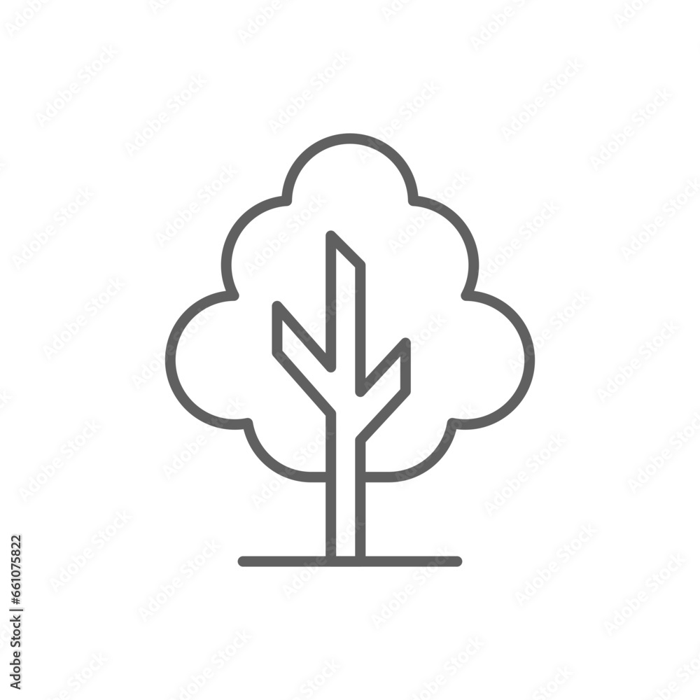 Poster tree icon. simple outline style. single tree, leaf, forest, nature concept. thin line symbol. vector