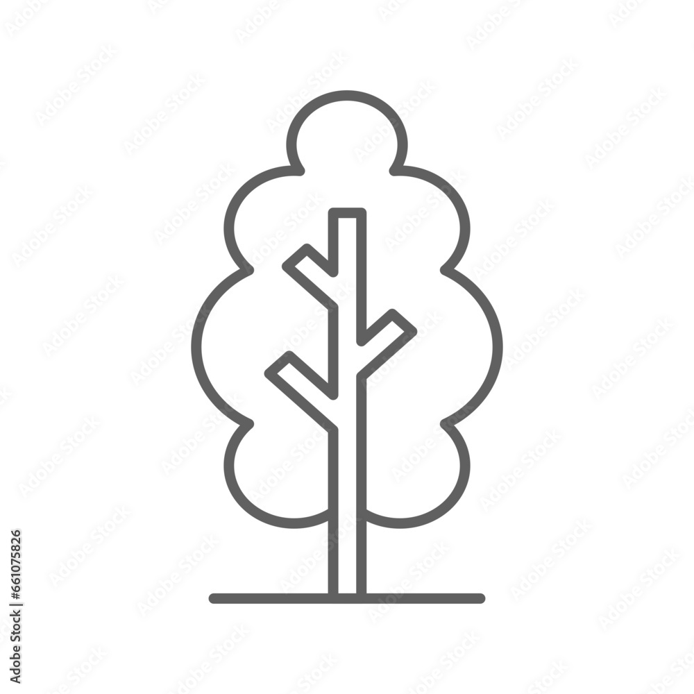 Poster tree icon. simple outline style. single tree, leaf, forest, nature concept. thin line symbol. vector