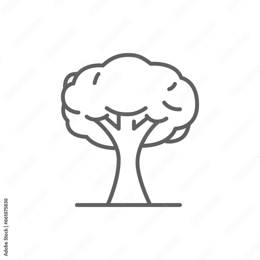 Poster tree icon. simple outline style. single tree, leaf, forest, nature concept. thin line symbol. vector