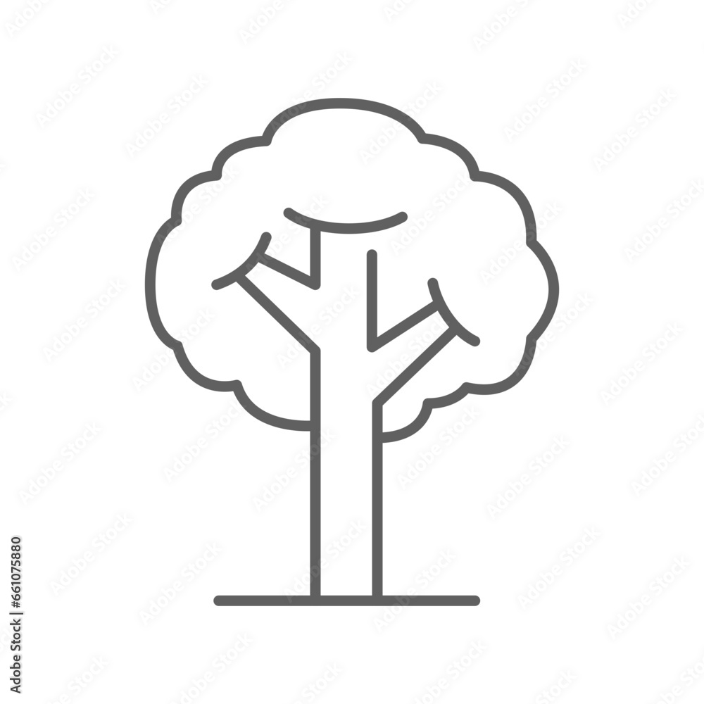 Poster tree icon. simple outline style. single tree, leaf, forest, nature concept. thin line symbol. vector