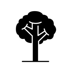 Tree icon. Simple solid style. Single tree, leaf, forest, nature concept. Silhouette, glyph symbol. Vector illustration isolated.