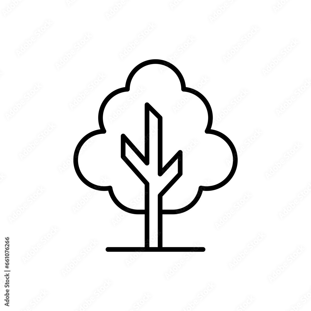 Poster tree icon. simple outline style. single tree, leaf, forest, nature concept. thin line symbol. vector