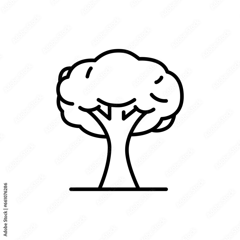 Poster tree icon. simple outline style. single tree, leaf, forest, nature concept. thin line symbol. vector