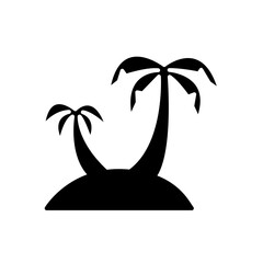 Palm tree icon. Simple solid style. Two palm trees on island, beach, nature concept. Silhouette, glyph symbol. Vector illustration isolated.
