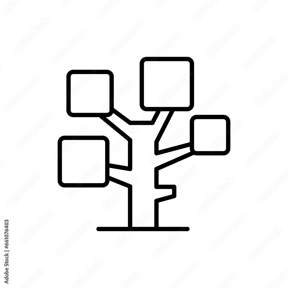 Poster tree icon. simple outline style. forest plant, trunk. leaf, branching tree, branch, nature concept. 