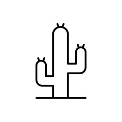 Cactus icon. Simple outline style. Desert plant, sun, empty, saguaro cactus, nature concept. Thin line symbol. Vector illustration isolated.