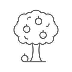 Orange tree icon. Simple outline style. Fruit tree, food, nature, agriculture concept. Thin line symbol. Vector illustration isolated. Editable stroke.