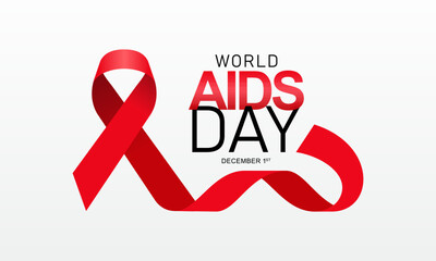 Aids Awareness Month  Campaign with Red Ribbon. World Aids Day Concept Banner Background