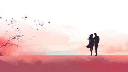 Couple, love. Web banner with copy space