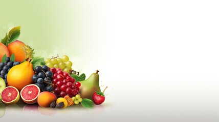 Fresh fruits, food background. Web banner with copy space