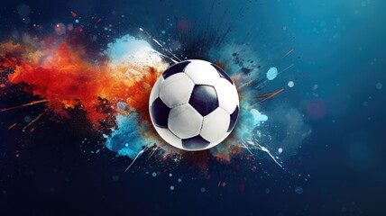 Naklejka premium Soccer ball, football, game background. Web banner with copy space