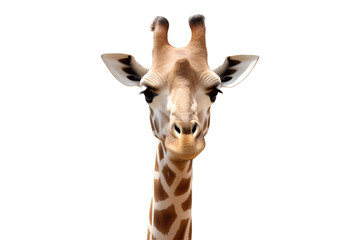 Brown and beige giraffe on a Transparent or white background, Generative AI