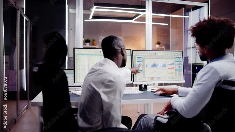 Poster analyst working with spreadsheet business data