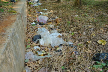 Plastic waste of roadside. Perfect for environment, pollution, conservation and world day content. 