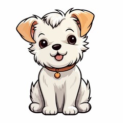 Happy and cute puppy in white background 