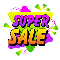 pop art style with expression text SUPER SALE