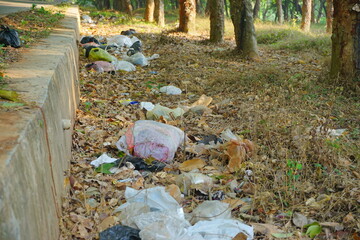 Plastic waste of roadside. Perfect for environment, pollution, conservation and world day content. 