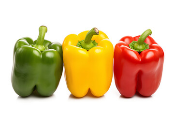 Colored bell peppers on a Transparent background, Generative AI