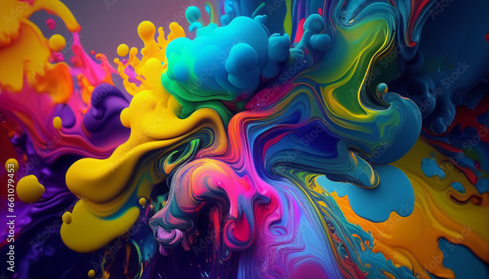 Poster abstract colorful background with water, abstract background with multicolor fluid paint. colored br