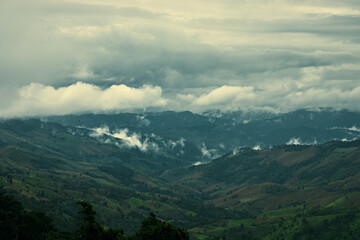 Beautiful mountain landscape of Doi Chang hill in Chiang Rai