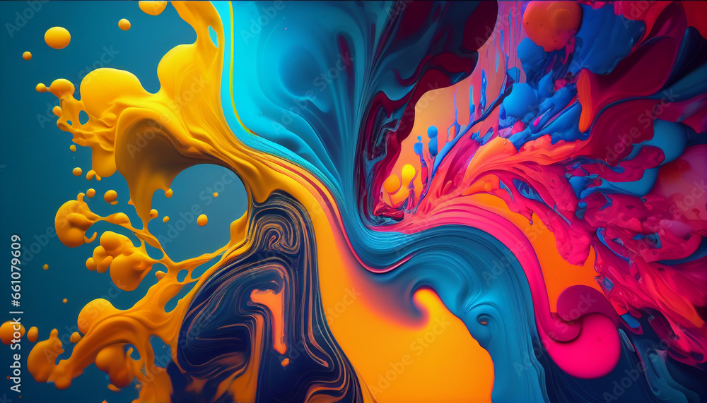 Poster abstract colorful background with water, abstract background with multicolor fluid paint. colored br