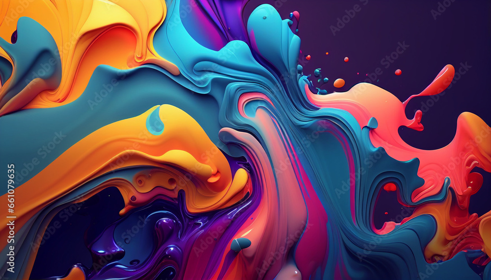 Poster abstract colorful background with water, abstract background with multicolor fluid paint. colored br