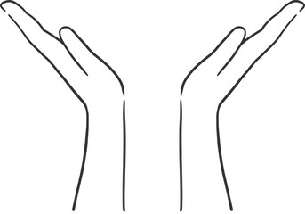 両手で包み込むシンプルな線画イラスト素材