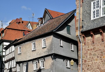 Schiefes Haus in der Altstadt von Fritzlar