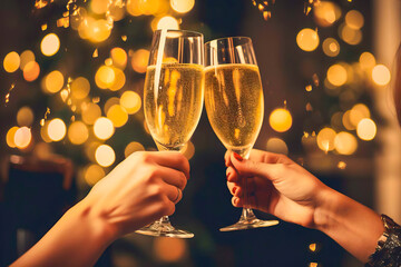 Celebrating Together: Friends with Champagne at Party