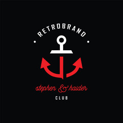 Vintage, label with anchor and slogan, Vector illustration, anchor icon on black background, Simple shape for logo design, emblem, symbol, sign, badge, label, stamp, t-shirt design
