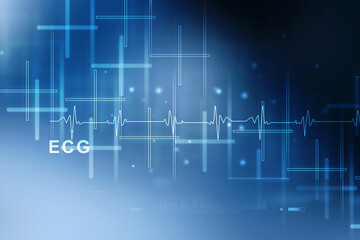 2D illustration Heart cardiogram background