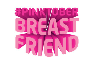 3D Text Design About Pinktober - Breast Cancer Awareness Quote