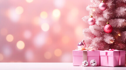 Pink Christmas Atmosphere with Copy Space