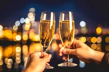Festive Celebration: Friends Raising Champagne Glasses