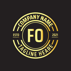 Professional simple Letter FO Circle Luxury Gold Color Vector Logo Template