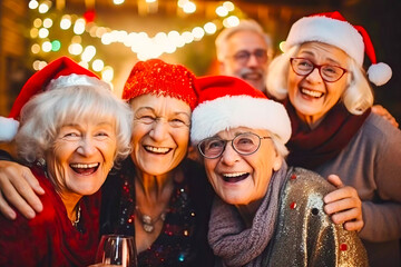 Happy Seniors in Their 70s Enjoying New Year's Celebration