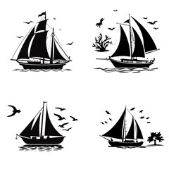 set of sailing ships