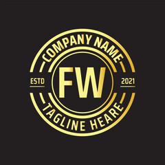 Fototapeta premium Professional simple Letter FW Circle Luxury Gold Color Vector Logo Template