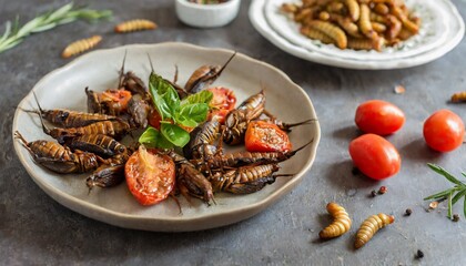 Piatto di insetti croccanti