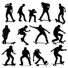 silhouettes of people skating