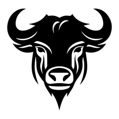 Vector image of an buffalo head on white background, Angry head face mascot of bull buffalo portrait. black white line art vector illustration