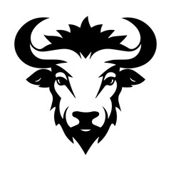 Vector image of an buffalo head on white background, Angry head face mascot of bull buffalo portrait. black white line art vector illustration