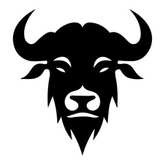 Vector image of an buffalo head on white background, Angry head face mascot of bull buffalo portrait. black white line art vector illustration