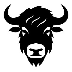 Vector image of an buffalo head on white background, Angry head face mascot of bull buffalo portrait. black white line art vector illustration