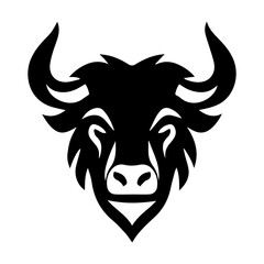 Vector image of an buffalo head on white background, Angry head face mascot of bull buffalo portrait. black white line art vector illustration