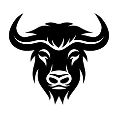 Vector image of an buffalo head on white background, Angry head face mascot of bull buffalo portrait. black white line art vector illustration
