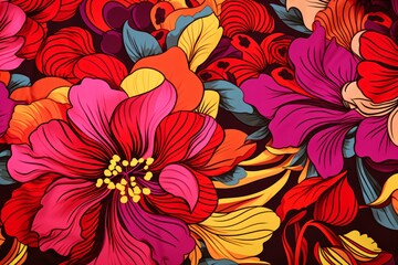 Floral print pattern on fabric for clothing design or wallpaper