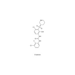 Elubrixin  flat skeletal molecular structure CXCR1 antagonist drug used in hypothyrodism treatment. Vector illustration.