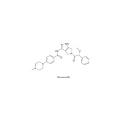Danusertib flat skeletal molecular structure Tyrosine kinase inhibitor (TKI) drug used in Cancer treatment. Vector illustration.