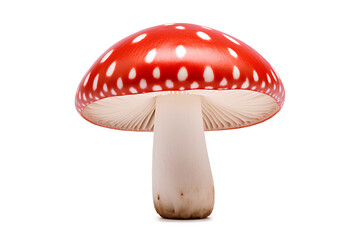 Red and white mushroom isolated on a transparent background, Generative AI